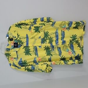 Caribbean Joe HAWAIIAN yellow floral shirt Men's medium